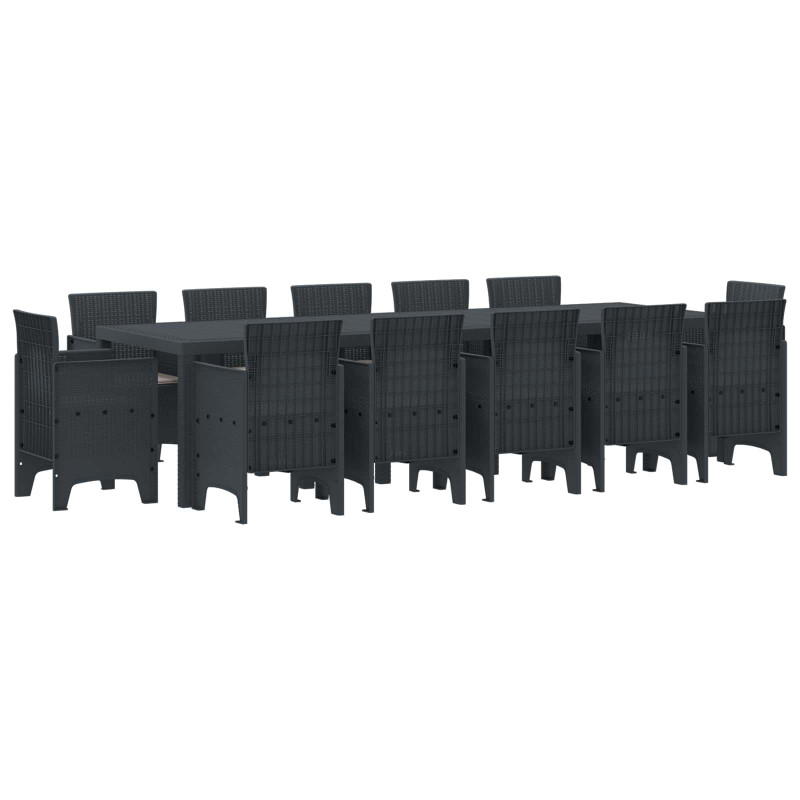 Zestaw do jadalni w ogrodzie 13 pcs Antracyt Syntetyczny rattan