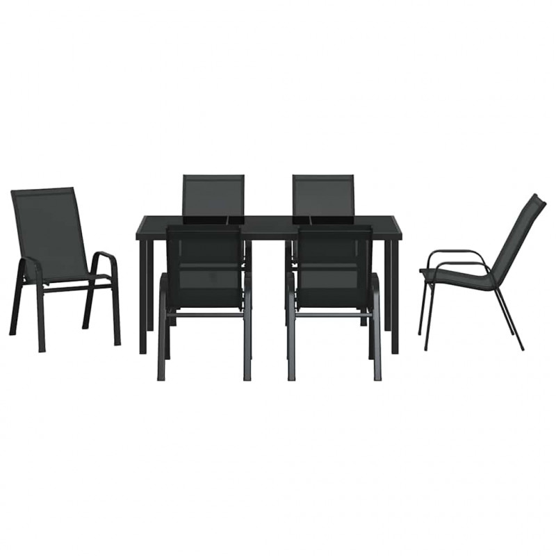 Zestaw do jadalni w ogrodzie 7 pcs Czarny