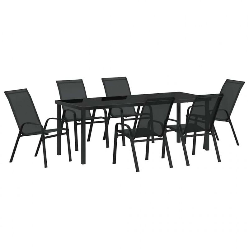Zestaw do jadalni w ogrodzie 7 pcs Czarny