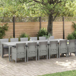 Zestaw do jadalni w ogrodzie 13 pcs Jasnoszary Rattan Polt