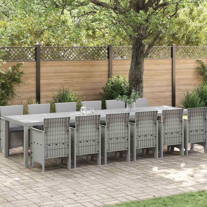 Zestaw do jadalni w ogrodzie 13 pcs Jasnoszary Rattan Polt