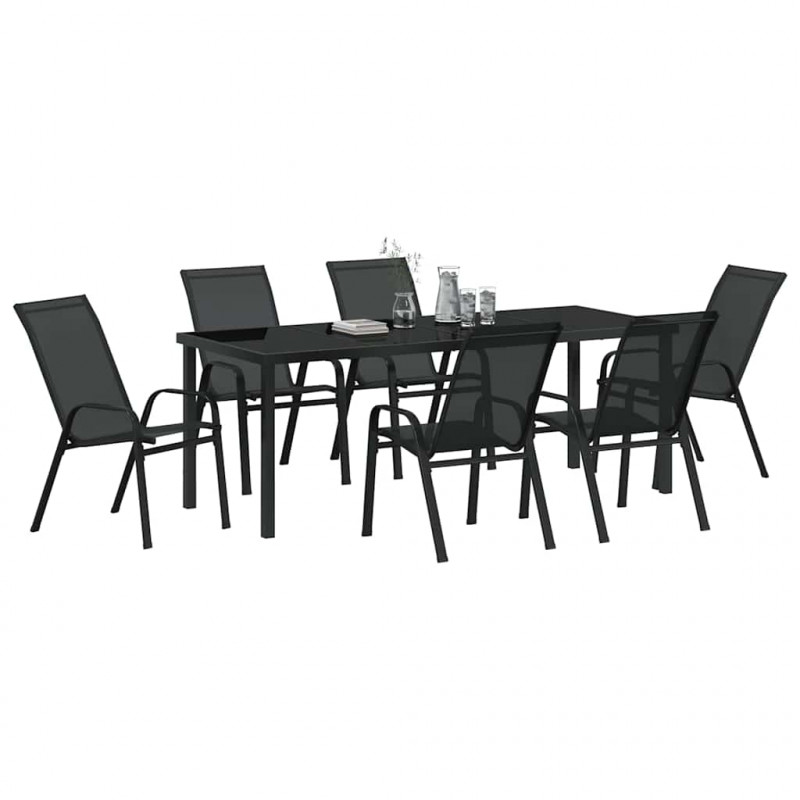 Zestaw do jadalni w ogrodzie 7 pcs Czarny