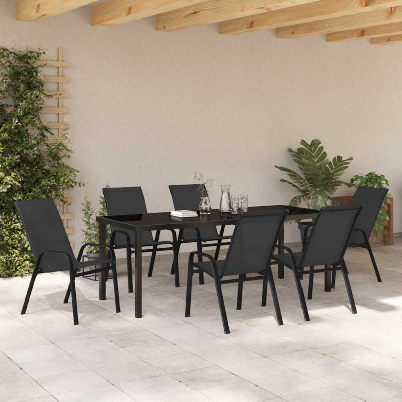 Zestaw do jadalni w ogrodzie 7 pcs Czarny