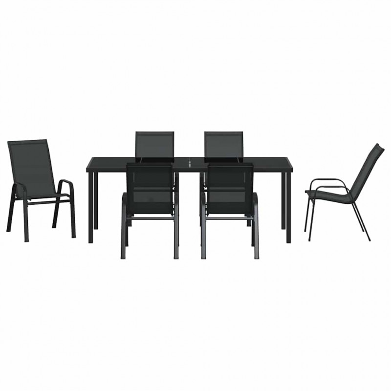 Zestaw do jadalni w ogrodzie 7 pcs Czarny