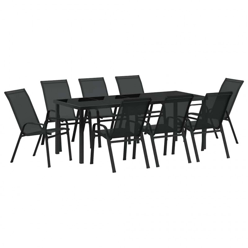 Zestaw do jadalni w ogrodzie 9 pcs Czarny