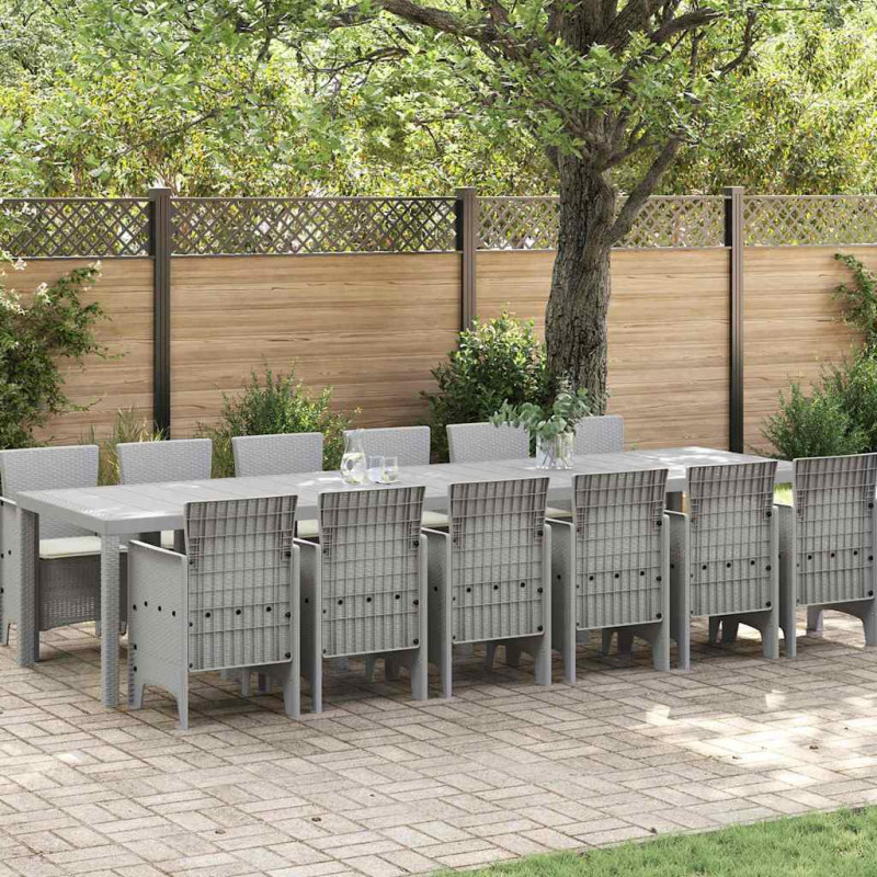 Zestaw do jadalni w ogrodzie 13 pcs Jasnoszary Rattan Polt
