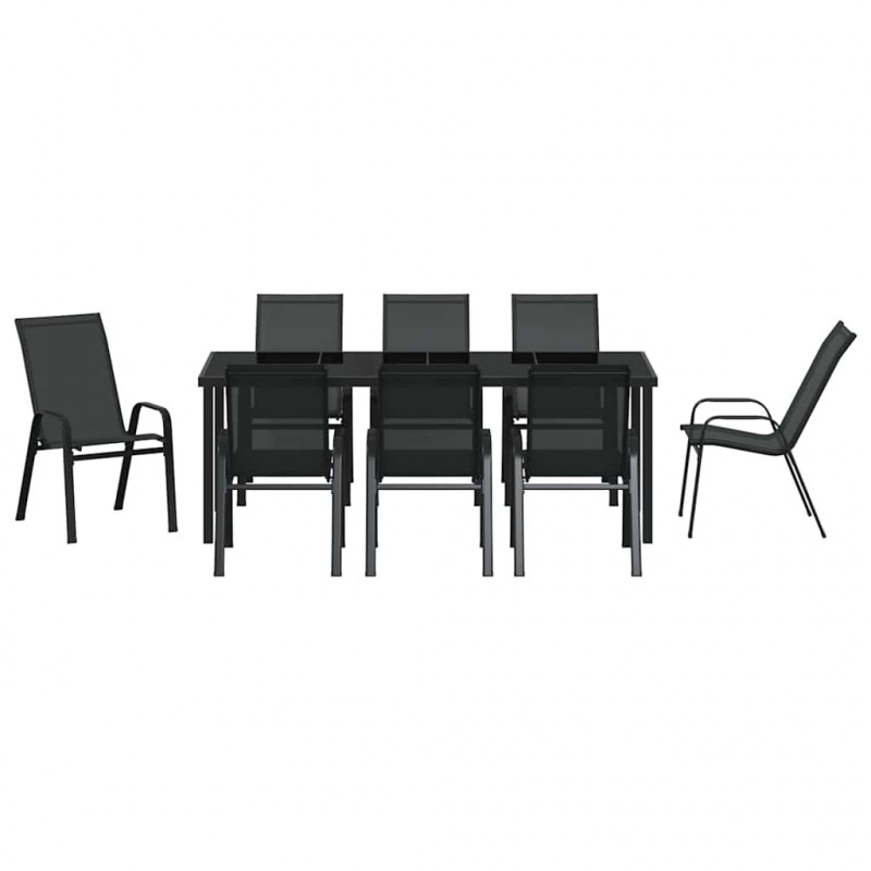 Zestaw do jadalni w ogrodzie 9 pcs Czarny