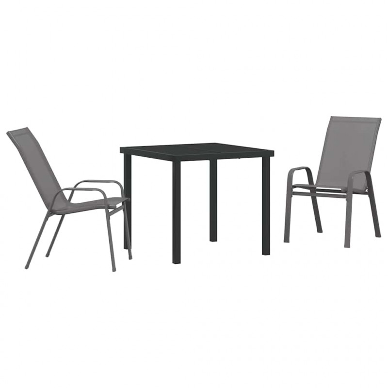 Zestaw do jadalni w ogrodzie 3 pcs Szary i czarny