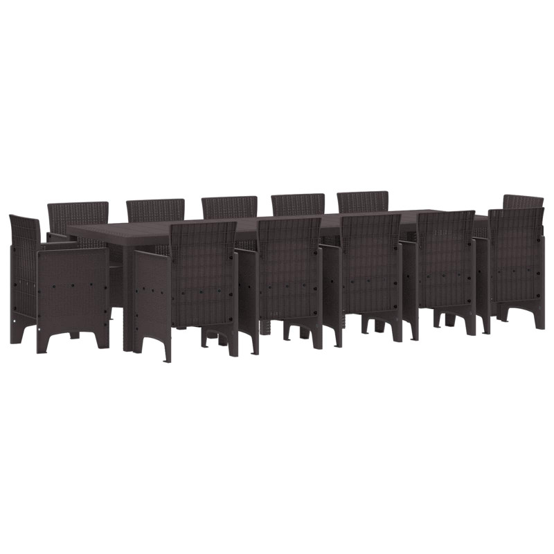 Zestaw do jadalni w ogrodzie 13 pcs Brązowy Polirattan