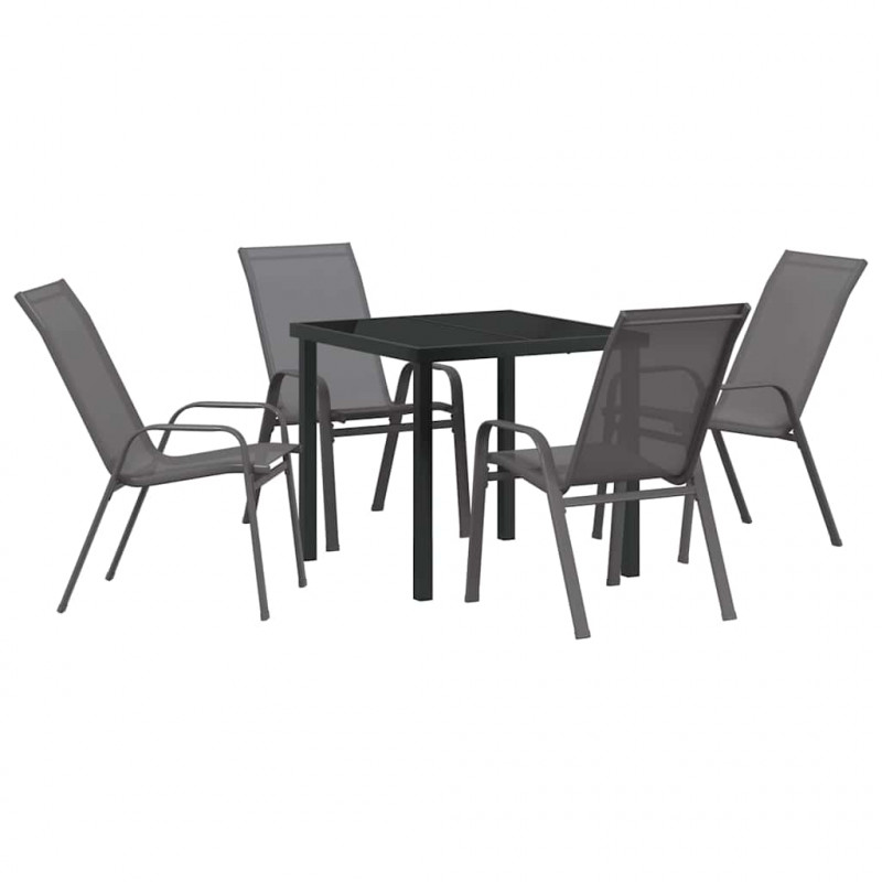 Zestaw do jadalni w ogrodzie 5 pcs Szary i czarny