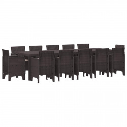 Zestaw do jadalni w ogrodzie 13 pcs Brązowy i Taupe Polirattan