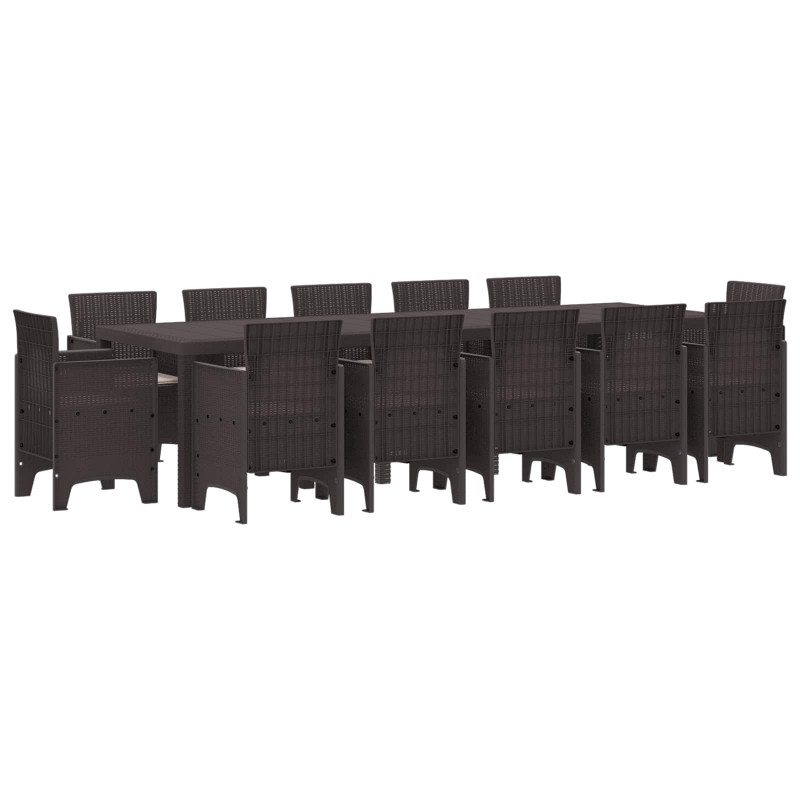 Zestaw do jadalni w ogrodzie 13 pcs Brązowy i Taupe Polirattan