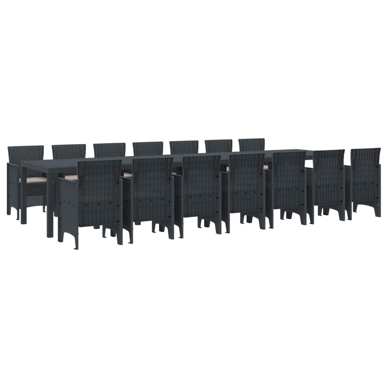 Zestaw do jadalni ogrodowej z poduszkami 15 pcs Antracyt PP