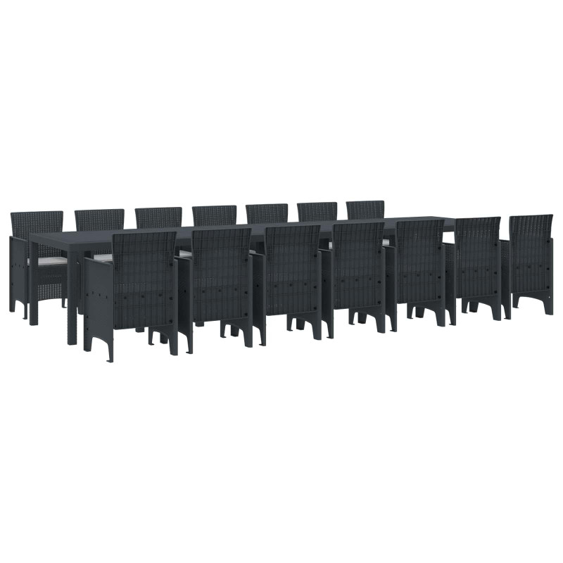Zestaw do jadalni ogrodowej z poduszkami 15 pcs Antracyt PP