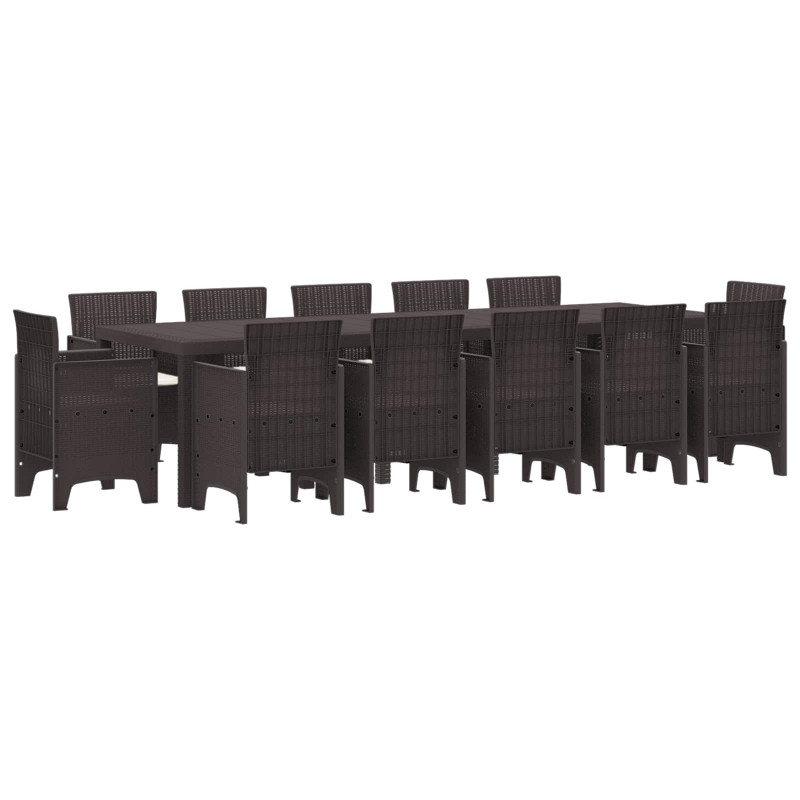 Zestaw do jadalni w ogrodzie z poduszką 13 pcs Brązowy rattan