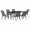 Zestaw do jadalni w ogrodzie 7 pcs Szary i czarny