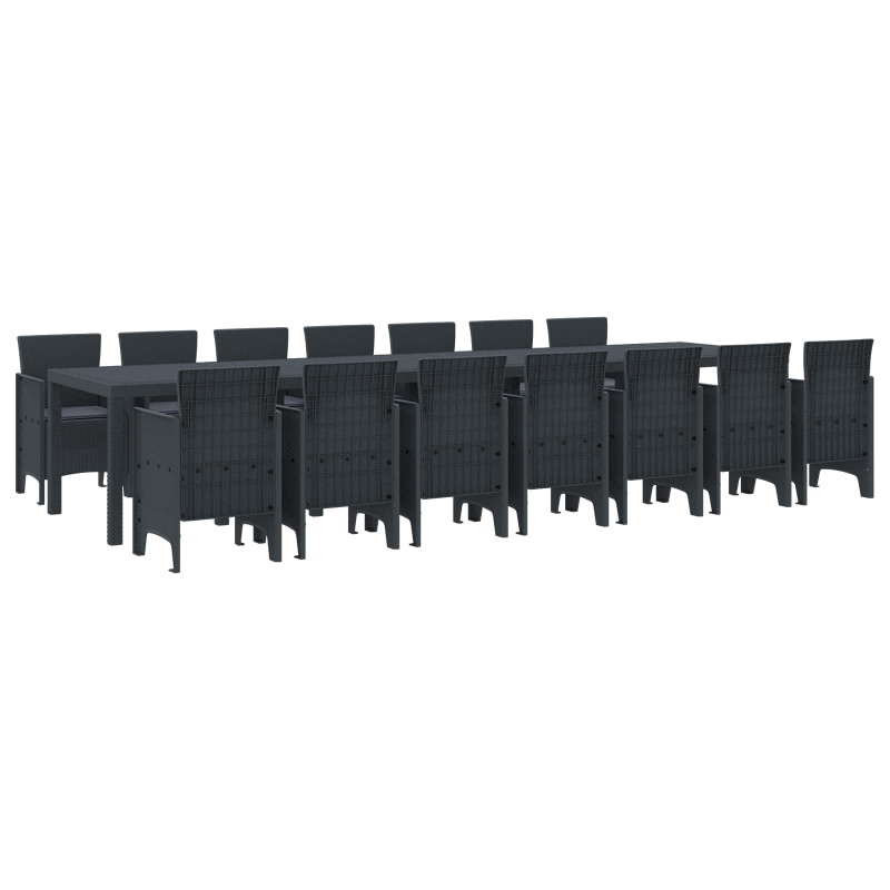 Zestaw do jadalni ogrodowej z poduszkami 15 pcs Antracyt PP