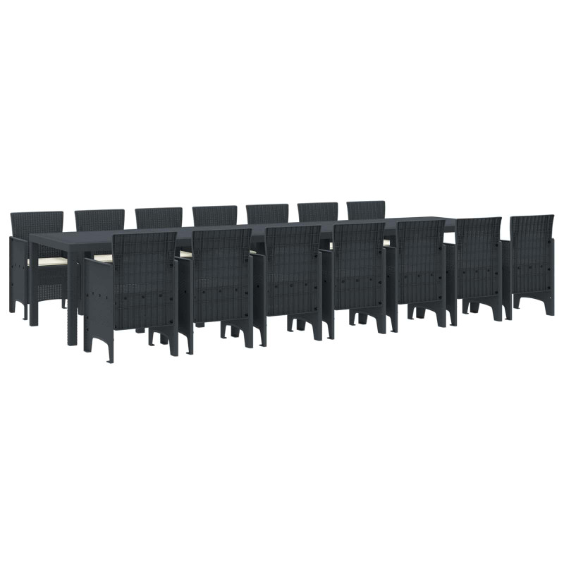 Zestaw do jadalni ogrodowej z poduszkami 15 pcs Antracyt PP