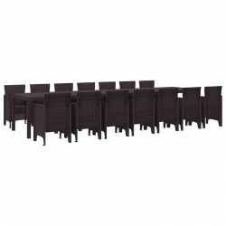 Zestaw do jadalni ogrodowej z poduszkami 15 pcs Brązowy PP
