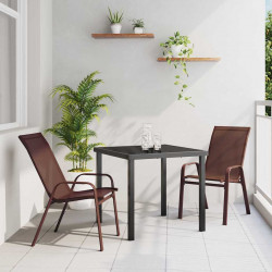 Zestaw do jadalni w ogrodzie 3 pcs Brązowy i czarny