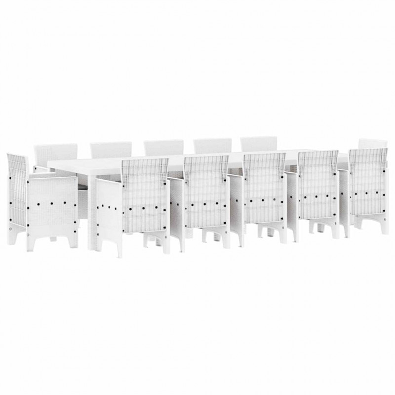 Zestaw do jadalni w ogrodzie z poduszką 13 pcs Biały