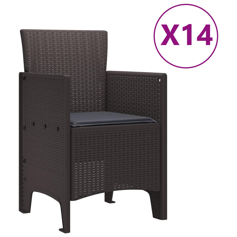 Zestaw do jadalni ogrodowej z poduszkami 15 pcs Brązowy PP