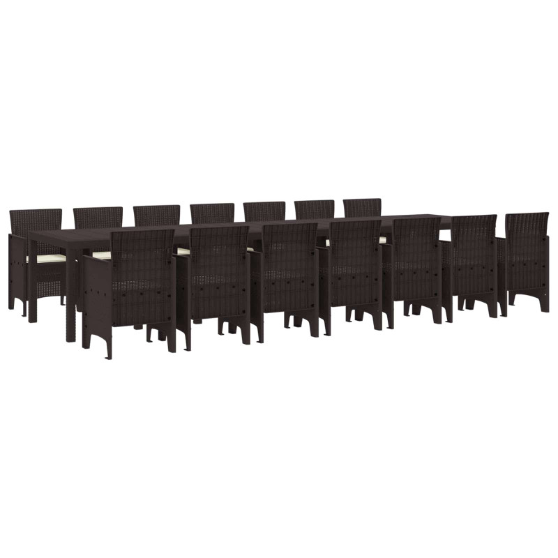 Zestaw do jadalni ogrodowej z poduszkami 15 pcs Brązowy PP