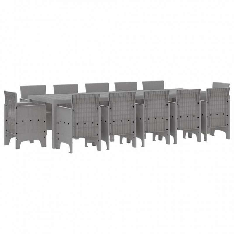 Zestaw do jadalni w ogrodzie 13 pcs Jasnoszary Polirattan