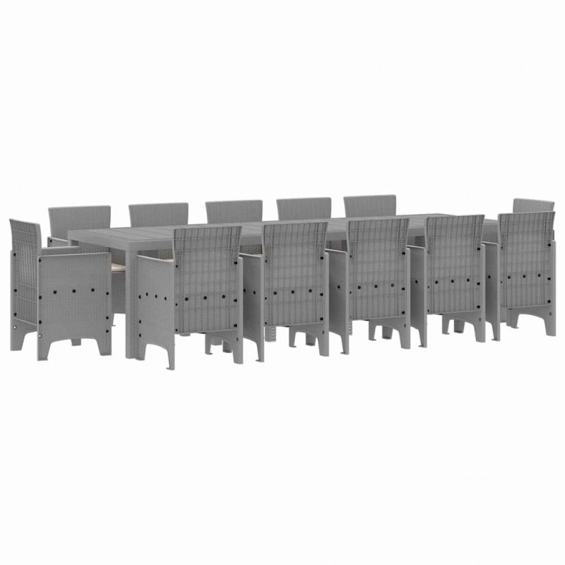 Zestaw do jadalni w ogrodzie 13 pcs Jasnoszary Polirattan
