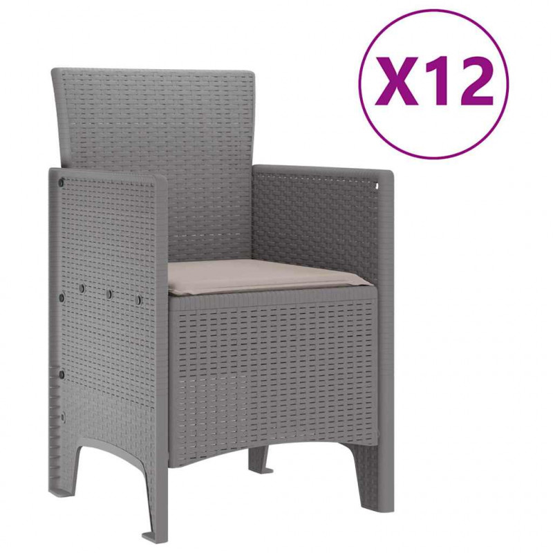 Zestaw do jadalni w ogrodzie 13 pcs Jasnoszary Polirattan