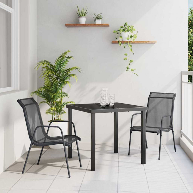 Zestaw do jadalni w ogrodzie 3 pcs Czarny