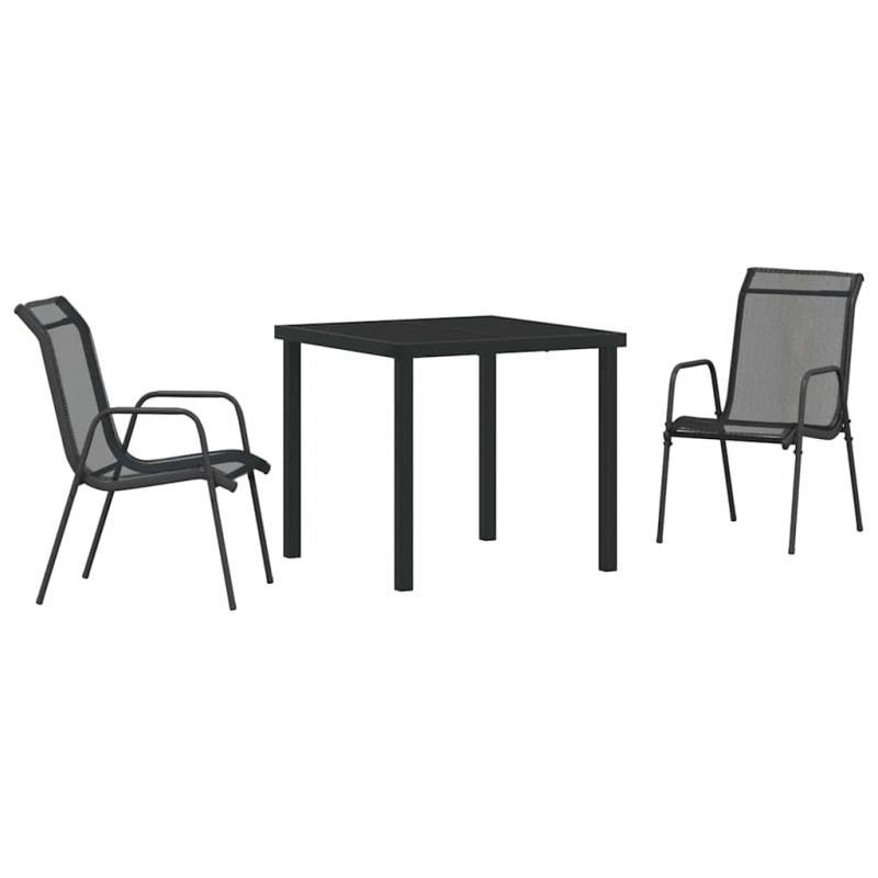 Zestaw do jadalni w ogrodzie 3 pcs Czarny