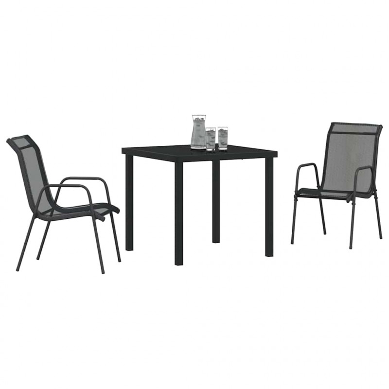 Zestaw do jadalni w ogrodzie 3 pcs Czarny