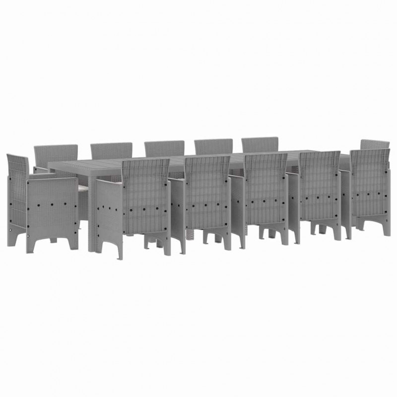 Zestaw do jadalni w ogrodzie 13 pcs Jasnoszary Polirattan