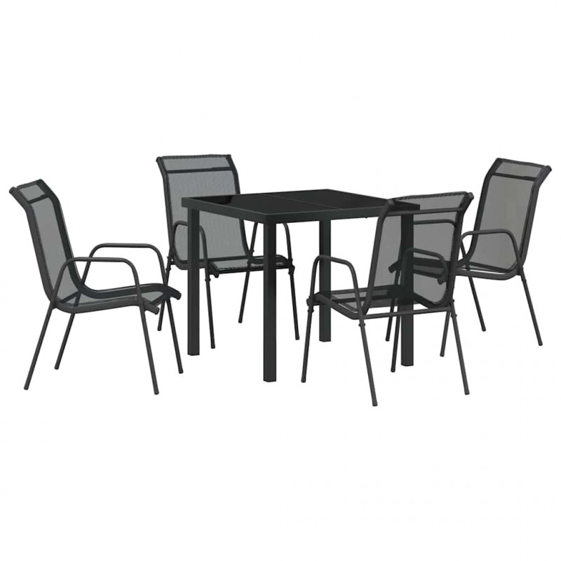 Zestaw do jadalni w ogrodzie 5 pcs Czarny