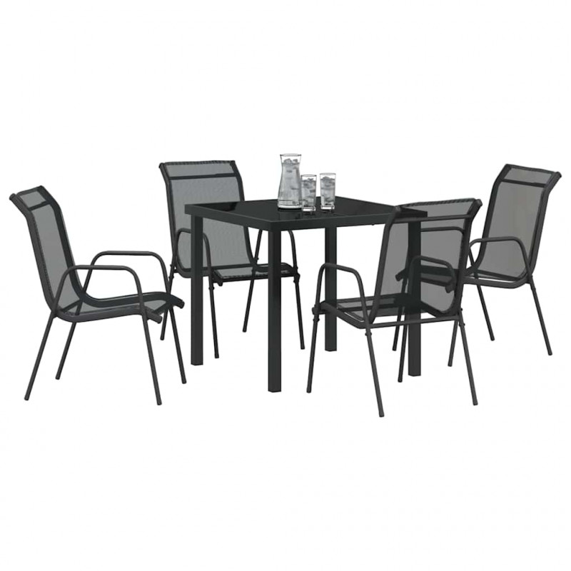 Zestaw do jadalni w ogrodzie 5 pcs Czarny