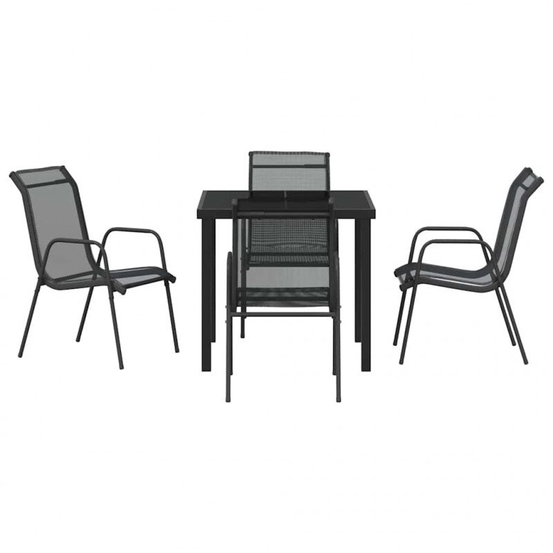 Zestaw do jadalni w ogrodzie 5 pcs Czarny