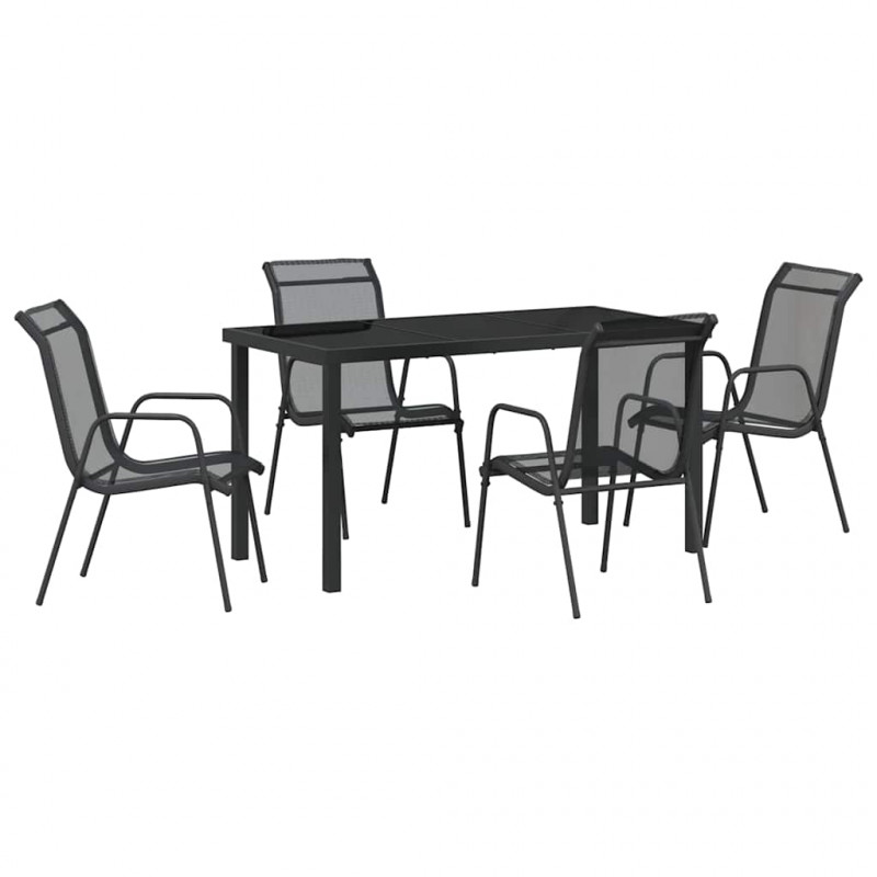 Zestaw do jadalni w ogrodzie 5 pcs Czarny