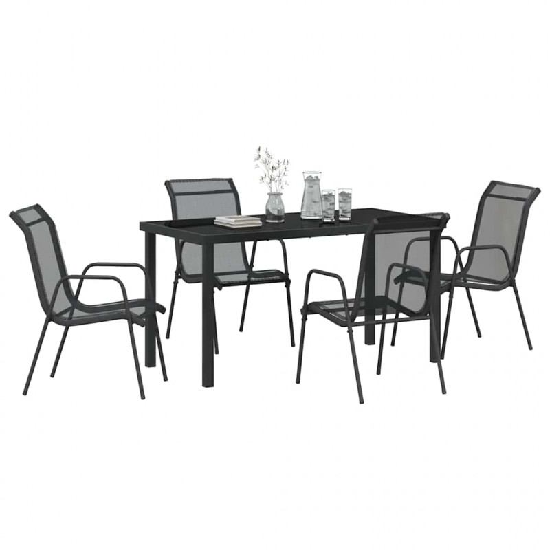 Zestaw do jadalni w ogrodzie 5 pcs Czarny