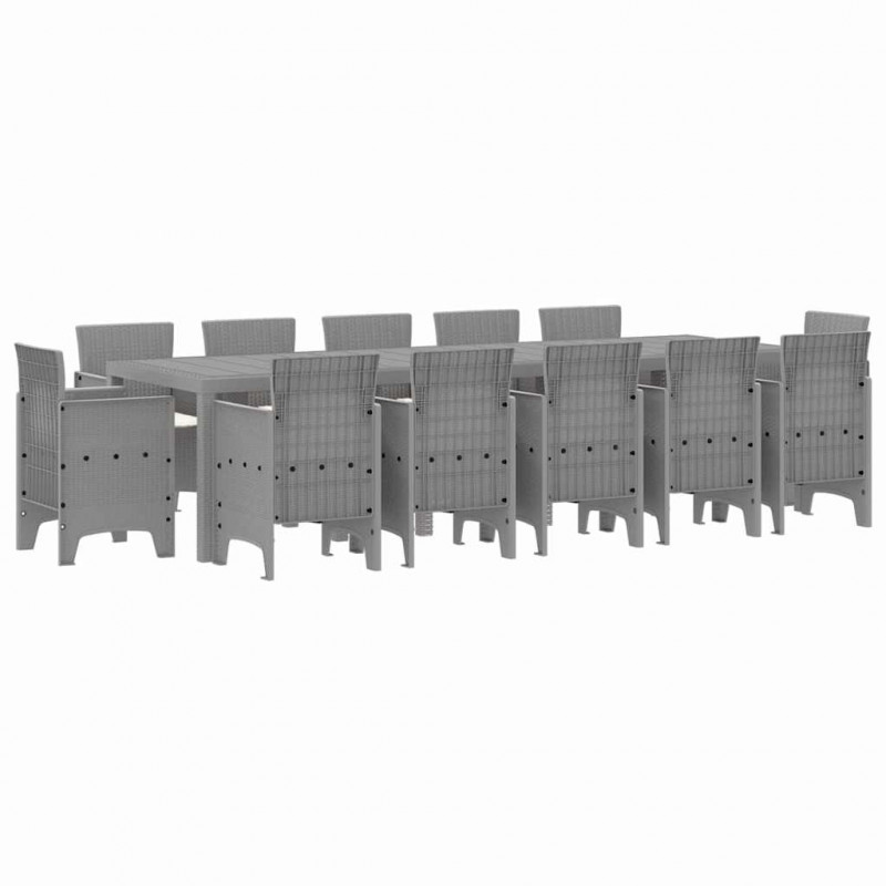 Zestaw do jadalni w ogrodzie z poduszką 13 pcs Jasnoszary