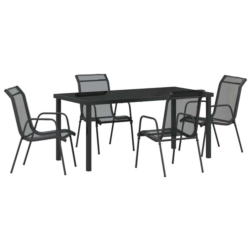 Zestaw do jadalni w ogrodzie 5 pcs Czarny