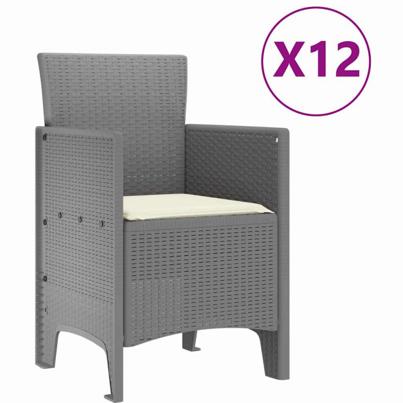 Zestaw do jadalni w ogrodzie z poduszką 13 pcs Jasnoszary