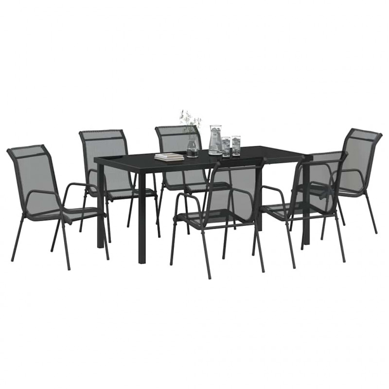 Zestaw do jadalni w ogrodzie 7 pcs Czarny