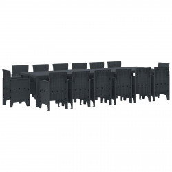 Zestaw do jadalni w ogrodzie 15 pcs Antracyt Rattan Polt