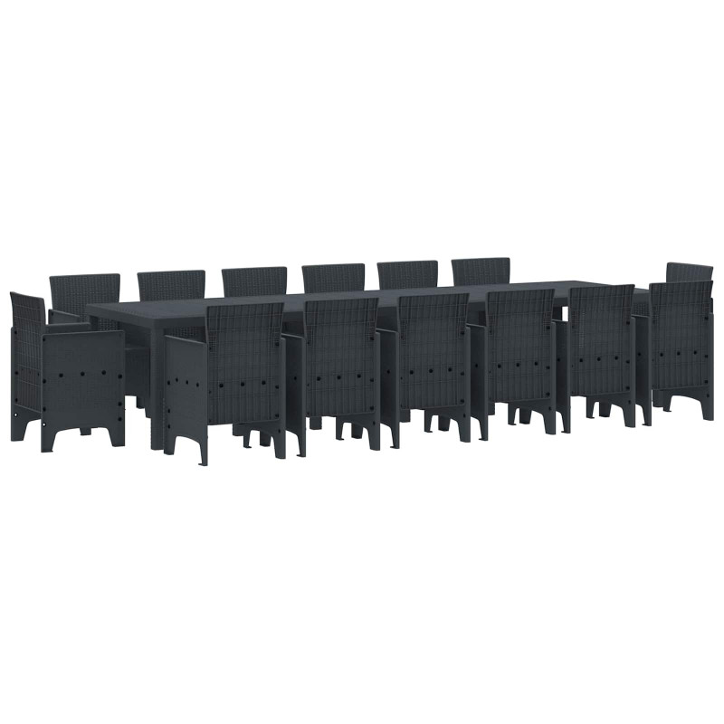 Zestaw do jadalni w ogrodzie 15 pcs Antracyt Rattan Polt