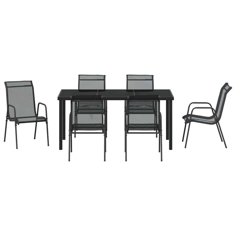 Zestaw do jadalni w ogrodzie 7 pcs Czarny