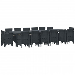 Zestaw do jadalni w ogrodzie 15 pcs Antracyt Rattan Polt