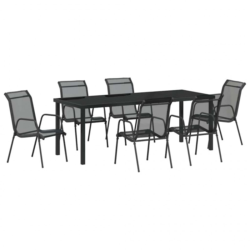 Zestaw do jadalni w ogrodzie 7 pcs Czarny