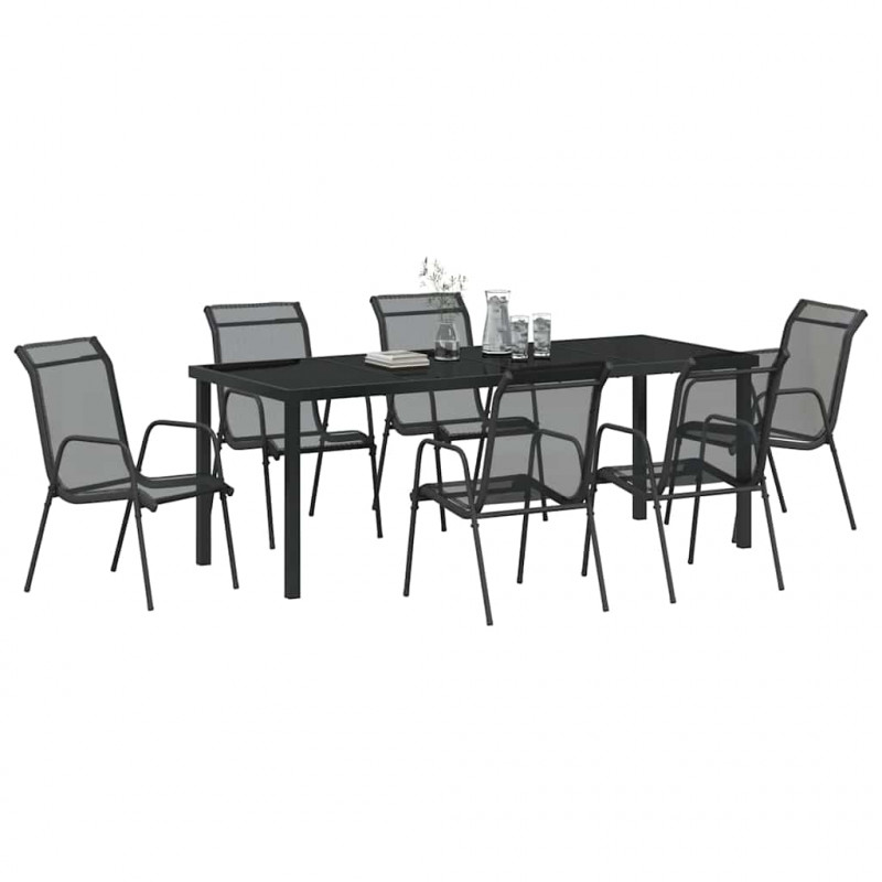 Zestaw do jadalni w ogrodzie 7 pcs Czarny