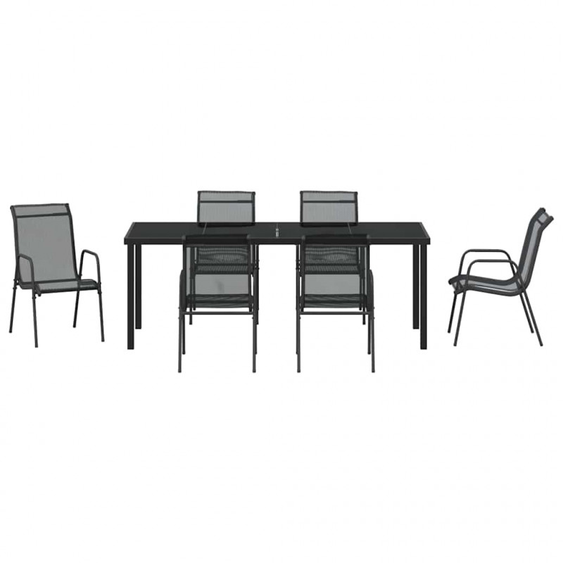 Zestaw do jadalni w ogrodzie 7 pcs Czarny